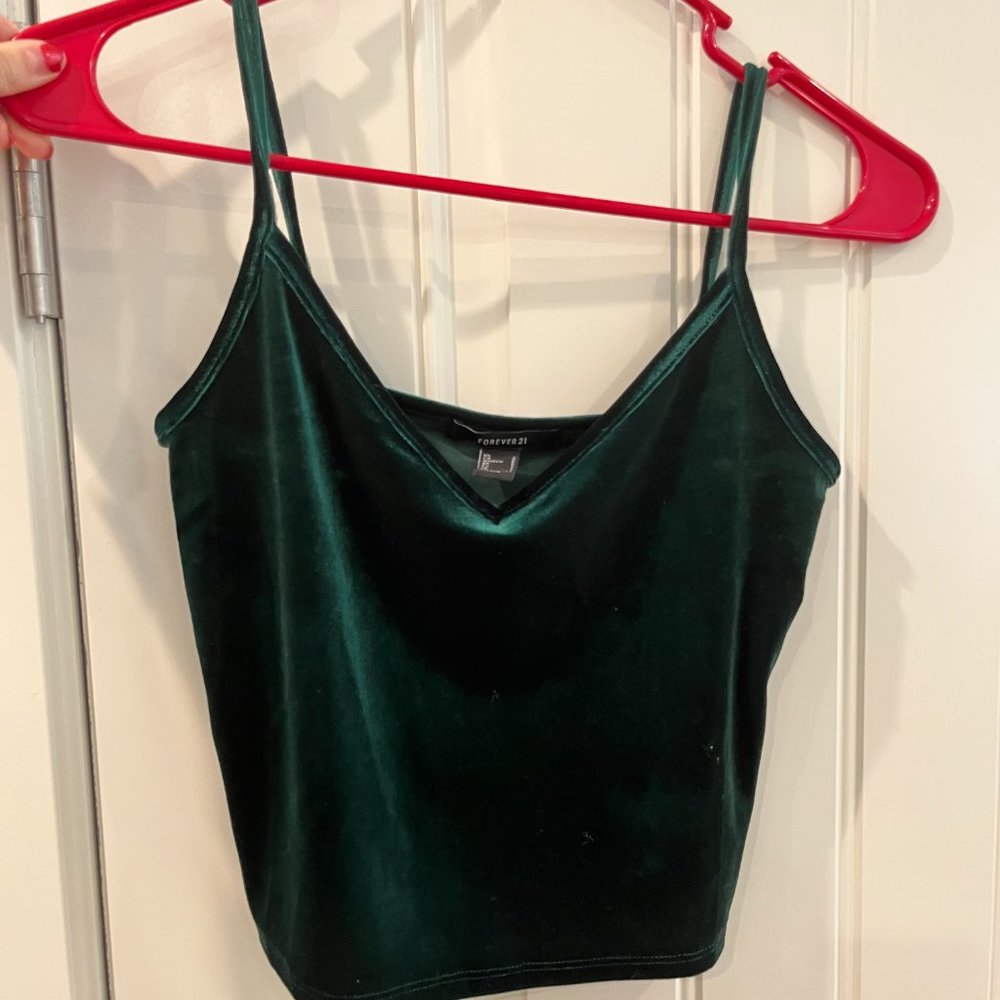 Green velvet crop top/shirt